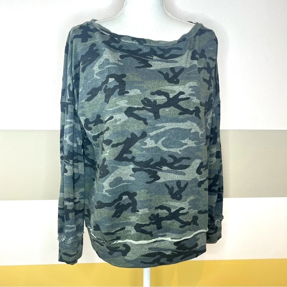 Sundry Green Ragen Camo Camouflage Grunge Western Soft Casual Lounge Sweatshirt - Picture 3 of 15